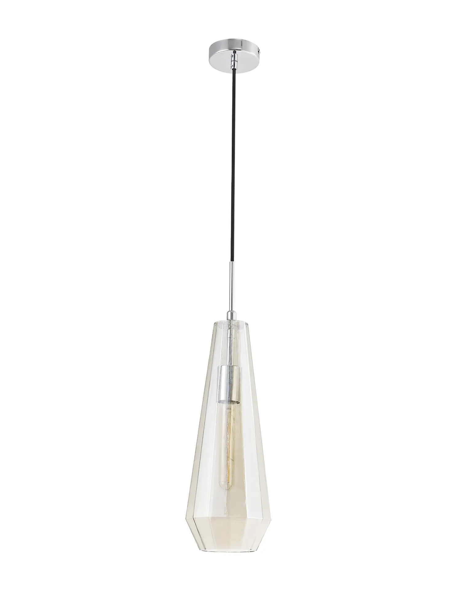 Markus Glass Pendant 1 Light Cognac Slim Cone Polished Chrome D0602  Deco Markus